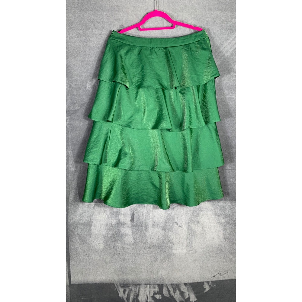 Dainty Jewells Once Upon a December Green Tiered Ruffle Midi Skirt Sz  Large - Picture 4 of 9